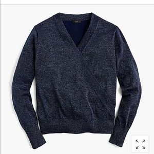 J.Crew Faux Wrap Sweater - Shimmering Navy - Sz.S